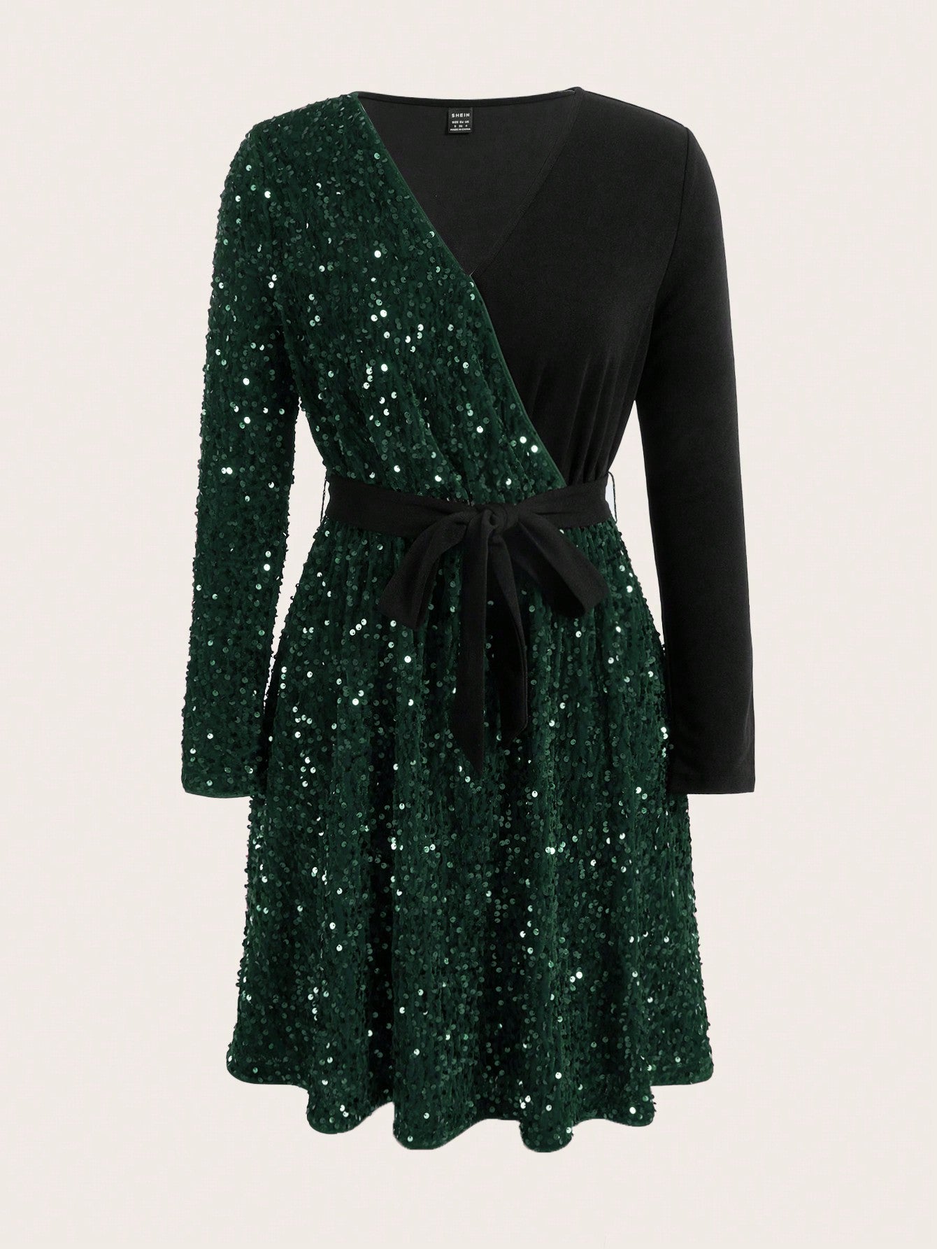 Women's Glitter Patchwork Wrap Dress