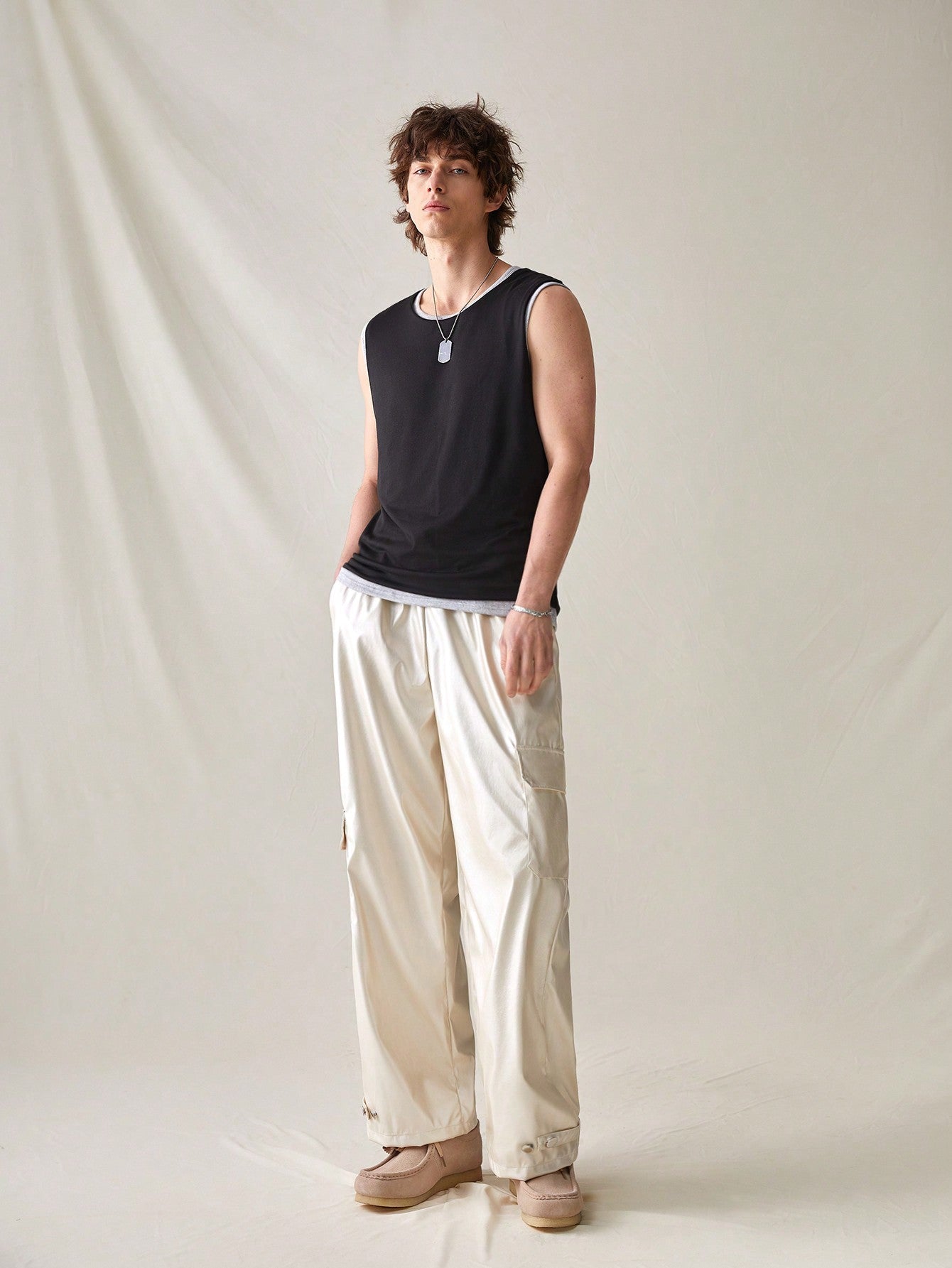 Men's Pu Leather Cargo Pants With Pockets