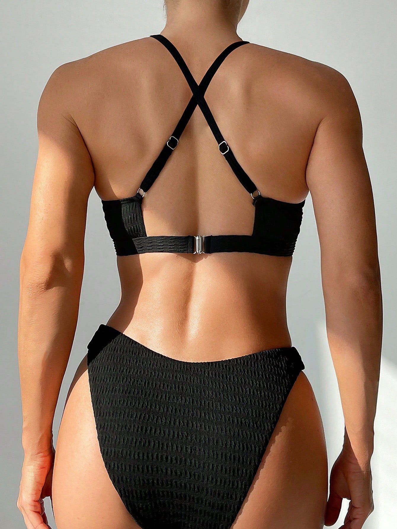 Square Neck Textured One-Piece Swimsuit