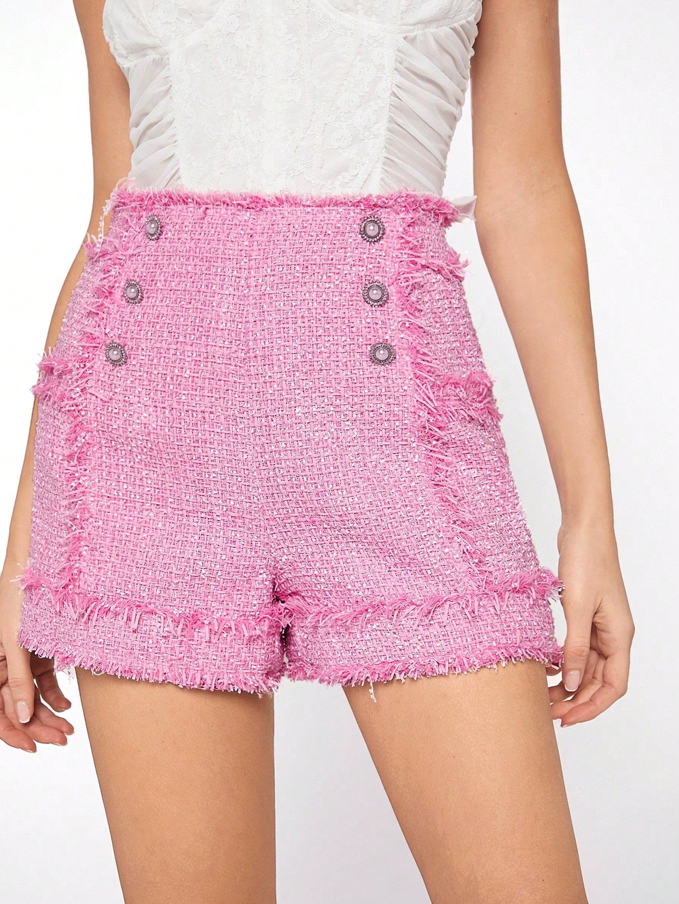 Women's Double Breasted Button Decorated Shorts