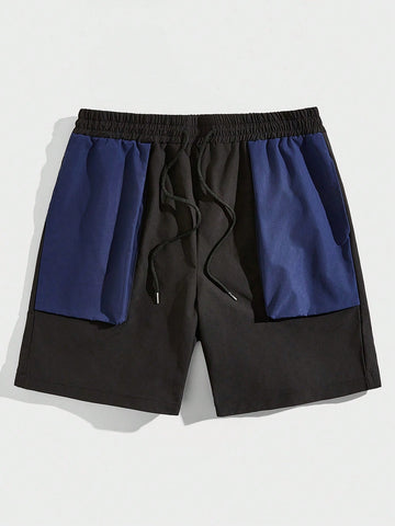 Men's Pocket Contrast Color Patchwork Shorts