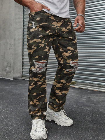 Men's Camouflage Printed Jeans