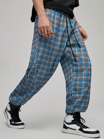 Men's Plaid Drawstring Waist Pants