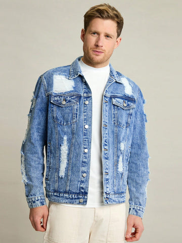 Men's Washed & Worn Denim Jacket