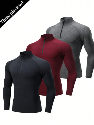 Men's Half Zipper Tight-Fit Sports Sweatshirt