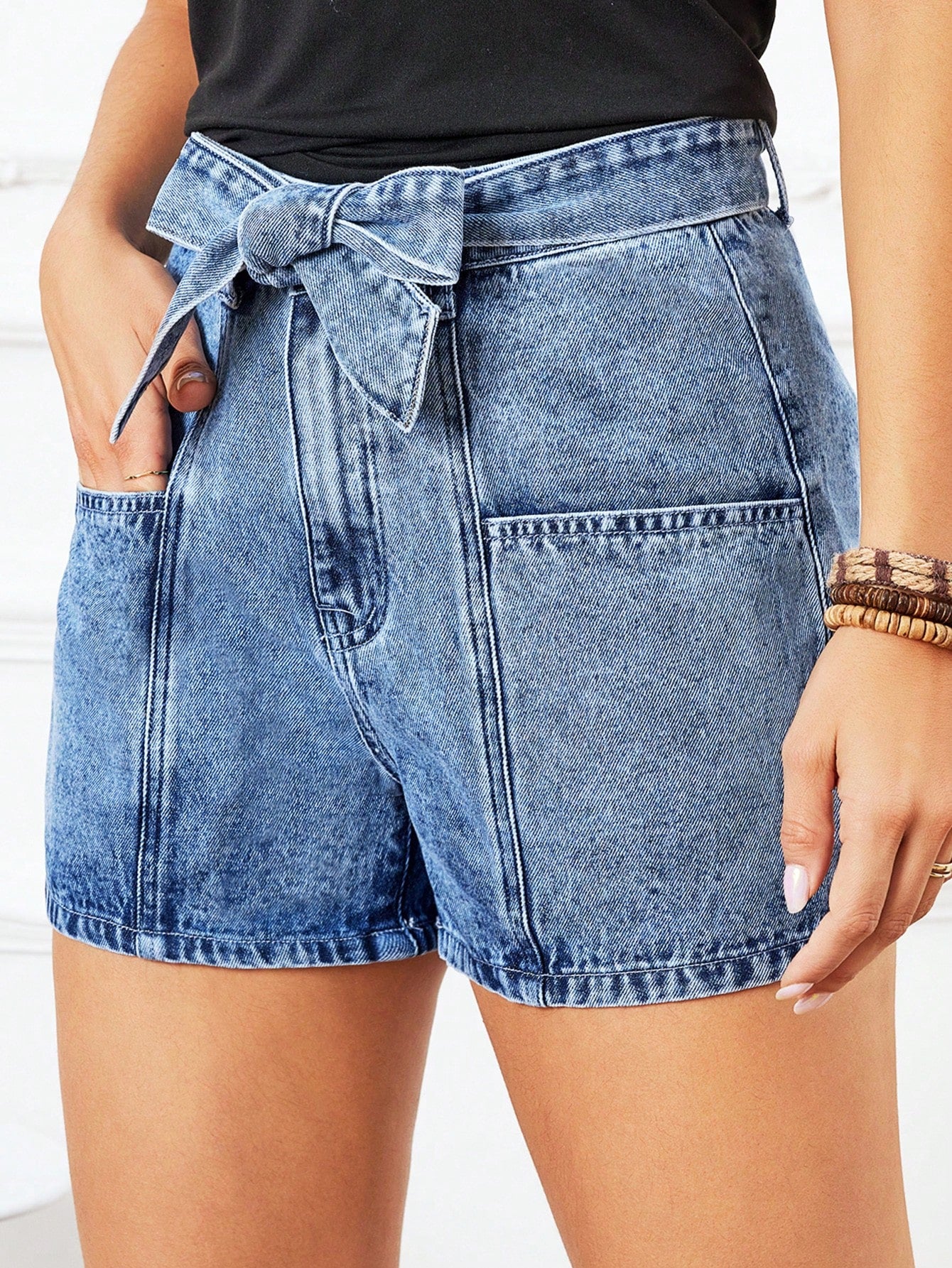 Loose Fit Casual Denim Shorts With Pockets