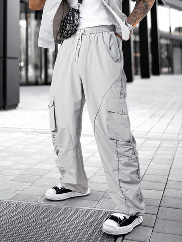 Men'S Side Cargo Pocket Wide Leg Pants