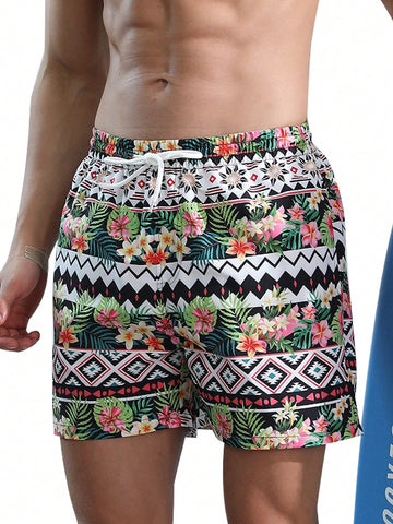 Men's Tropical Print Beach Shorts